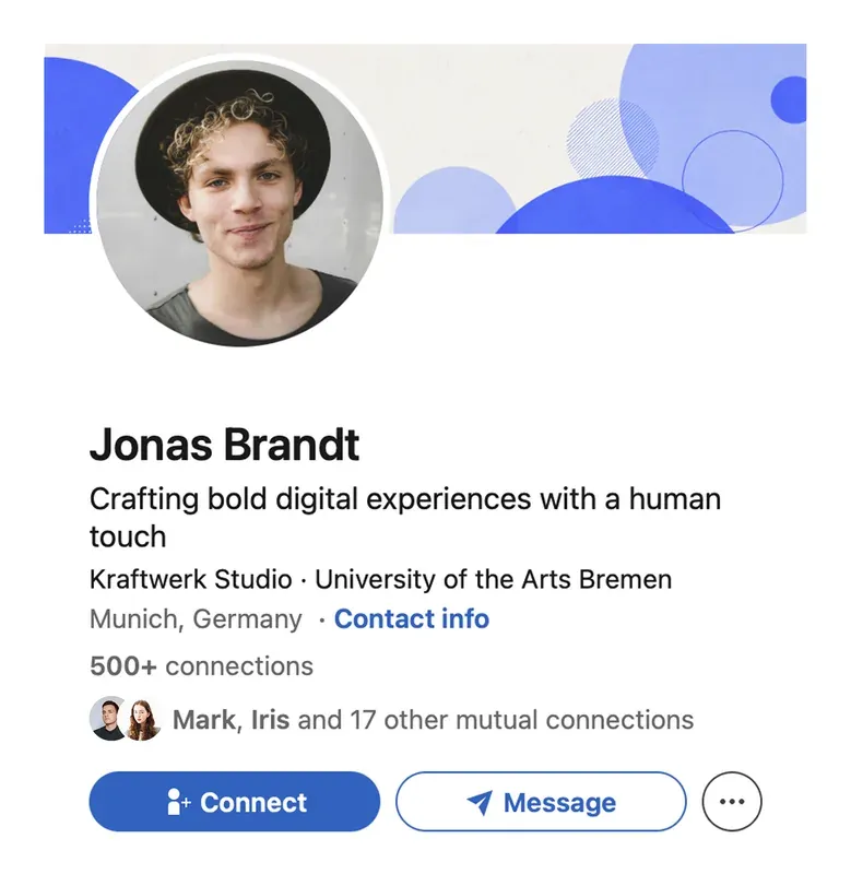 Profil na LinkedInu, ze kterého portfolio vzniklo