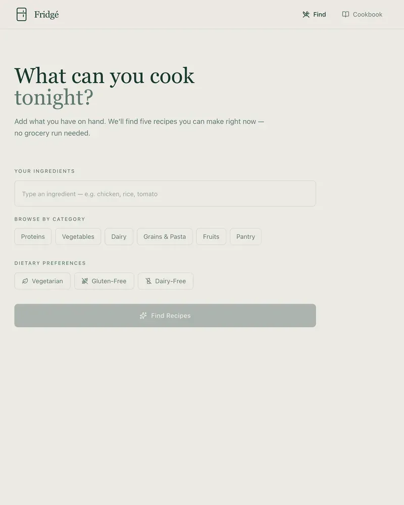 Recipe app from what's in your fridge